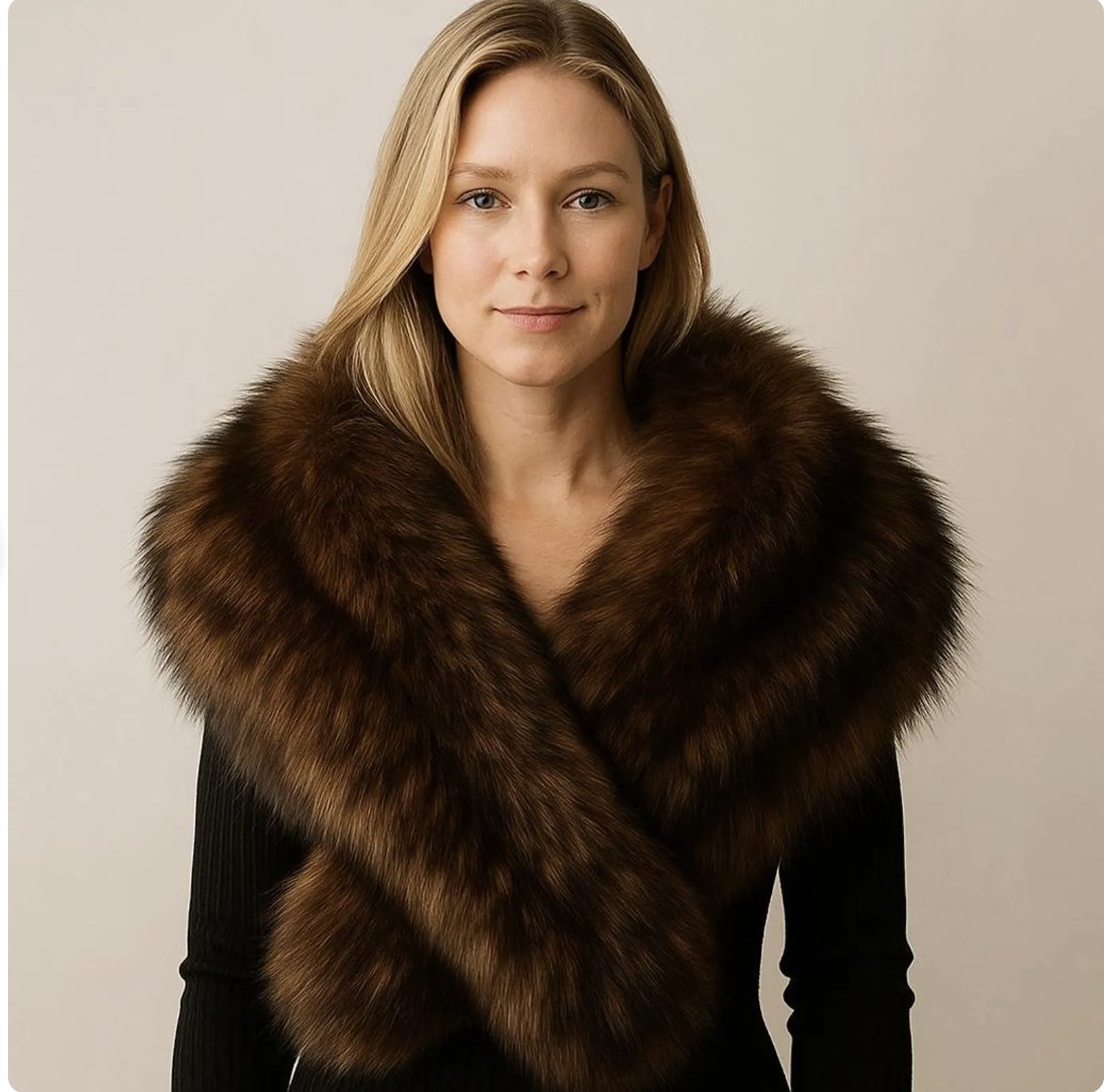 Luxury-Brown-Faux-Fur-Collar-Scarf